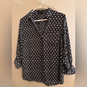 The Limited - Navy & White Pattern Blouse